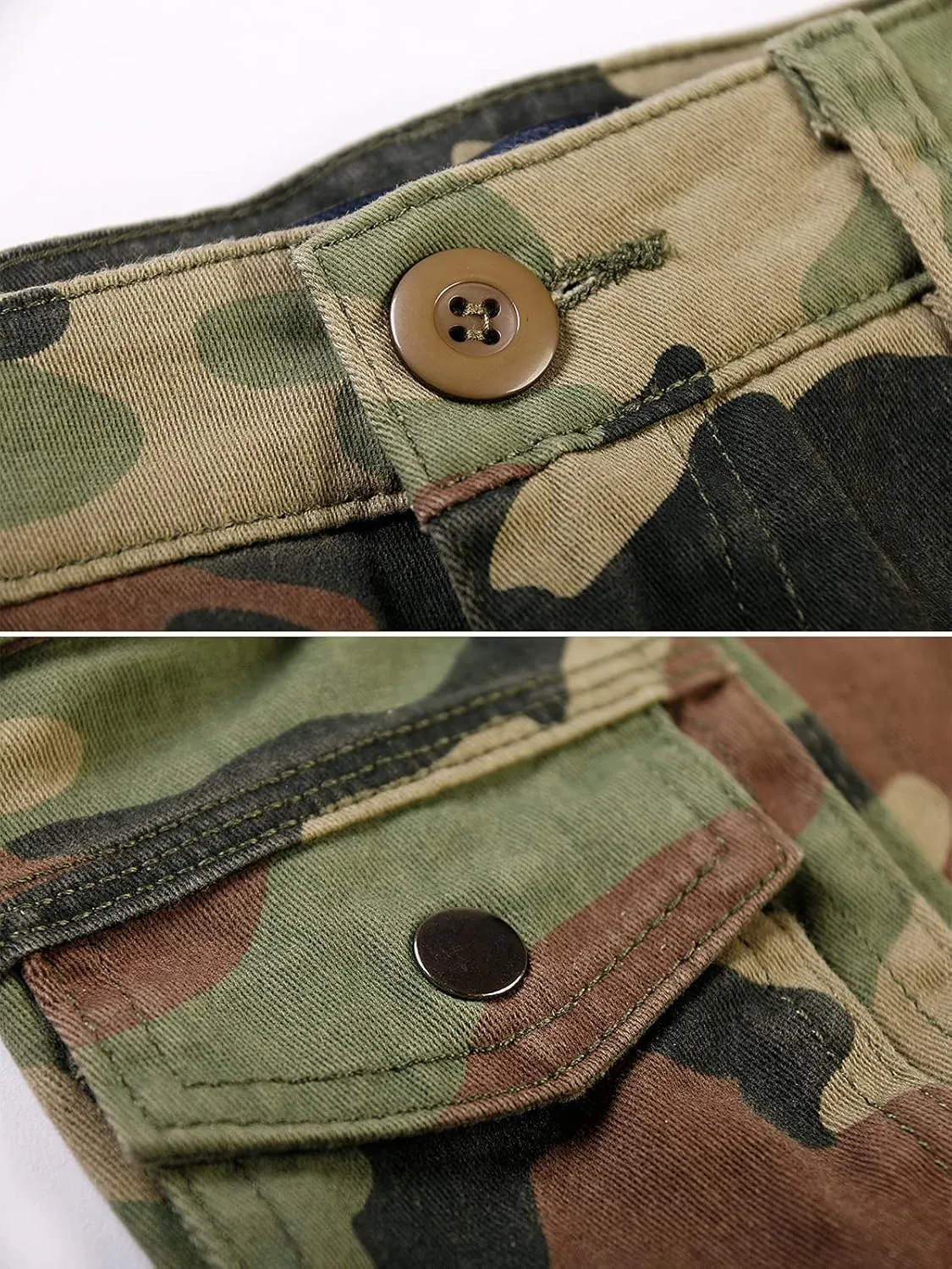 OCHENTA Women's Casual Multi-Pockets Bermuda Cargo Shorts Camo Knee Length Summer Hiking Shorts