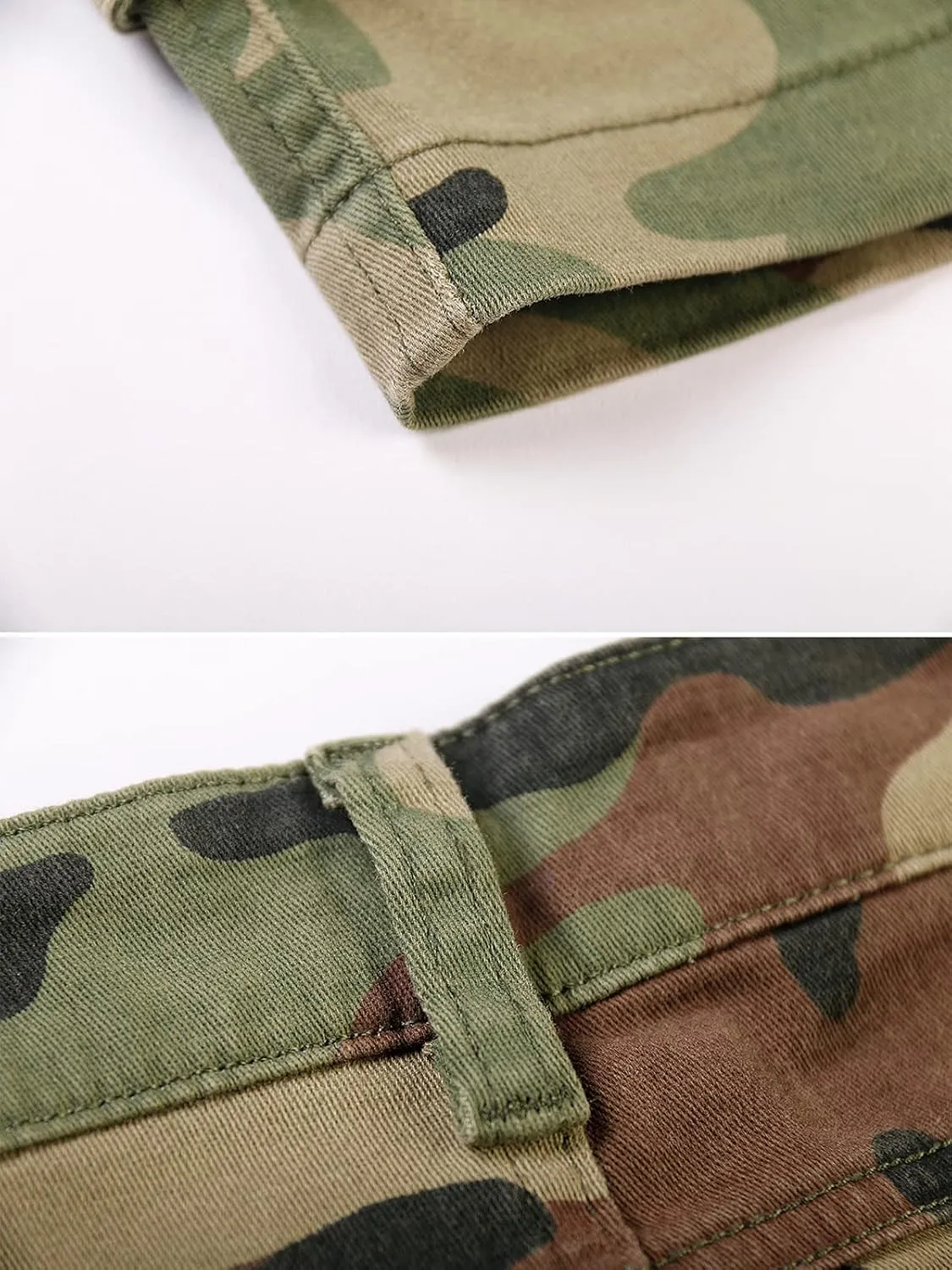 OCHENTA Women's Casual Multi-Pockets Bermuda Cargo Shorts Camo Knee Length Summer Hiking Shorts