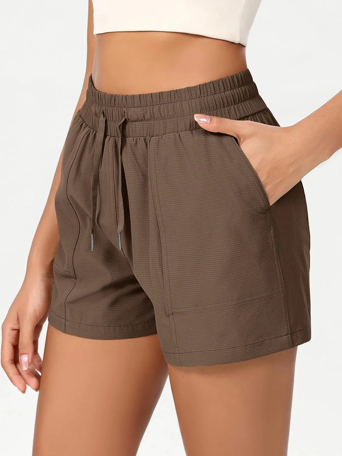 ODODOS Stretch Woven Athletic Shorts for Women High Waist Summer Lightweight Casual Shorts with Pockets