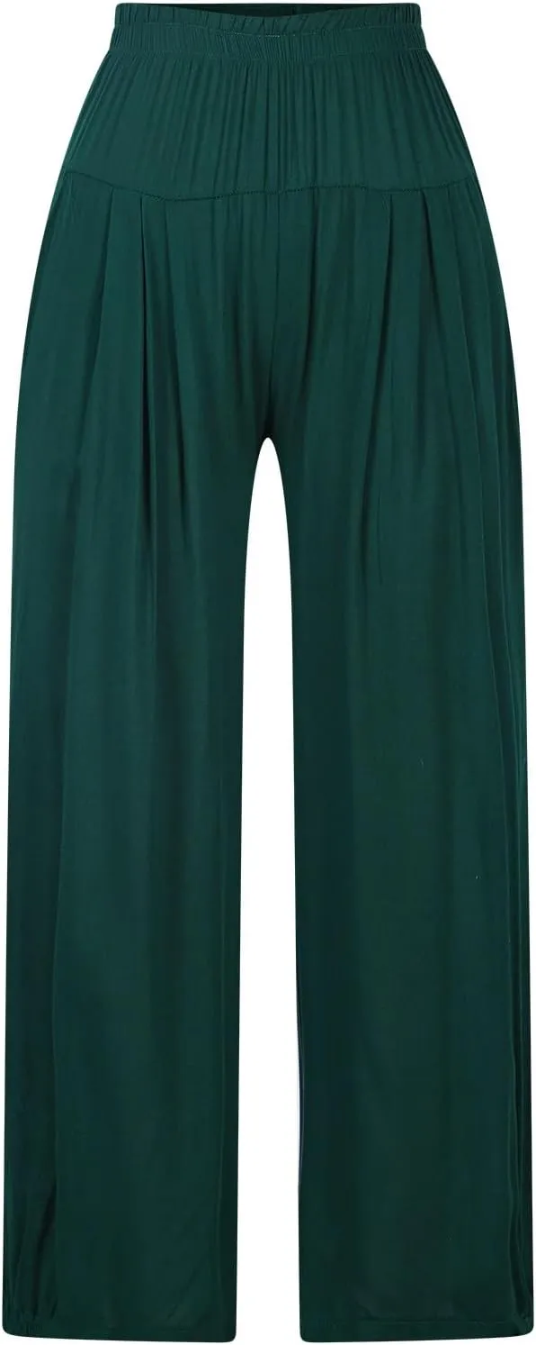 Oplxuo Cotton Linen Pants for Women Trendy Elastic Bottom Casual Comfy Baggy Harem Pants High Waist Summer Beach Trousers