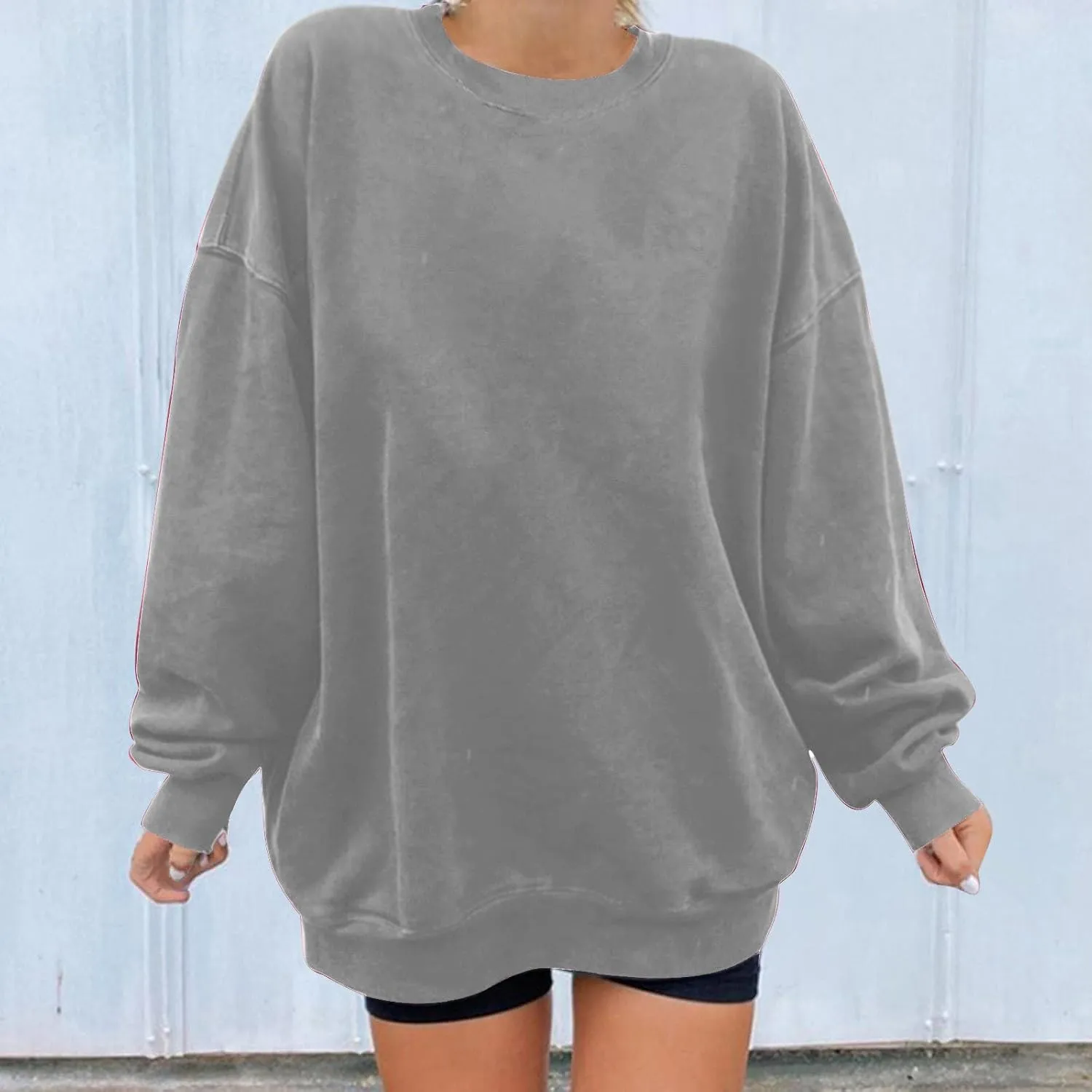 Oversized Drop Shoulder Sweatshirts for Women Teen Girls Fall y2k Clothes Long Sleeve Crewneck Pullover Tops