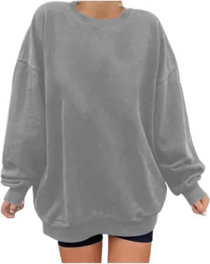 Oversized Drop Shoulder Sweatshirts for Women Teen Girls Fall y2k Clothes Long Sleeve Crewneck Pullover Tops