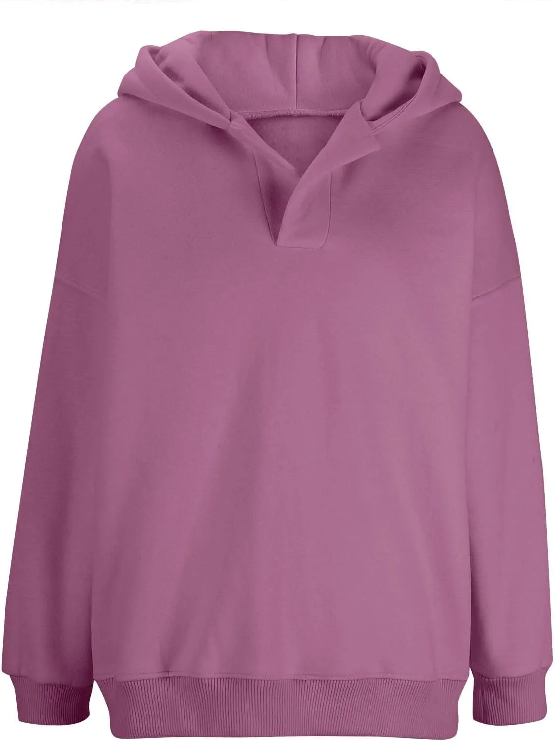 Oversized Hoodie for Women Casual Long Sleeve Pullover Solid Sweatshirt Streetwear Ribbed Fall Winter Top Athleisure