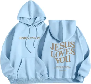 Oversized Hoodie for Women Thankful Grateful Blessed Christian Hooded Hoodies Causal Sweatshirts with Pocket Pullover