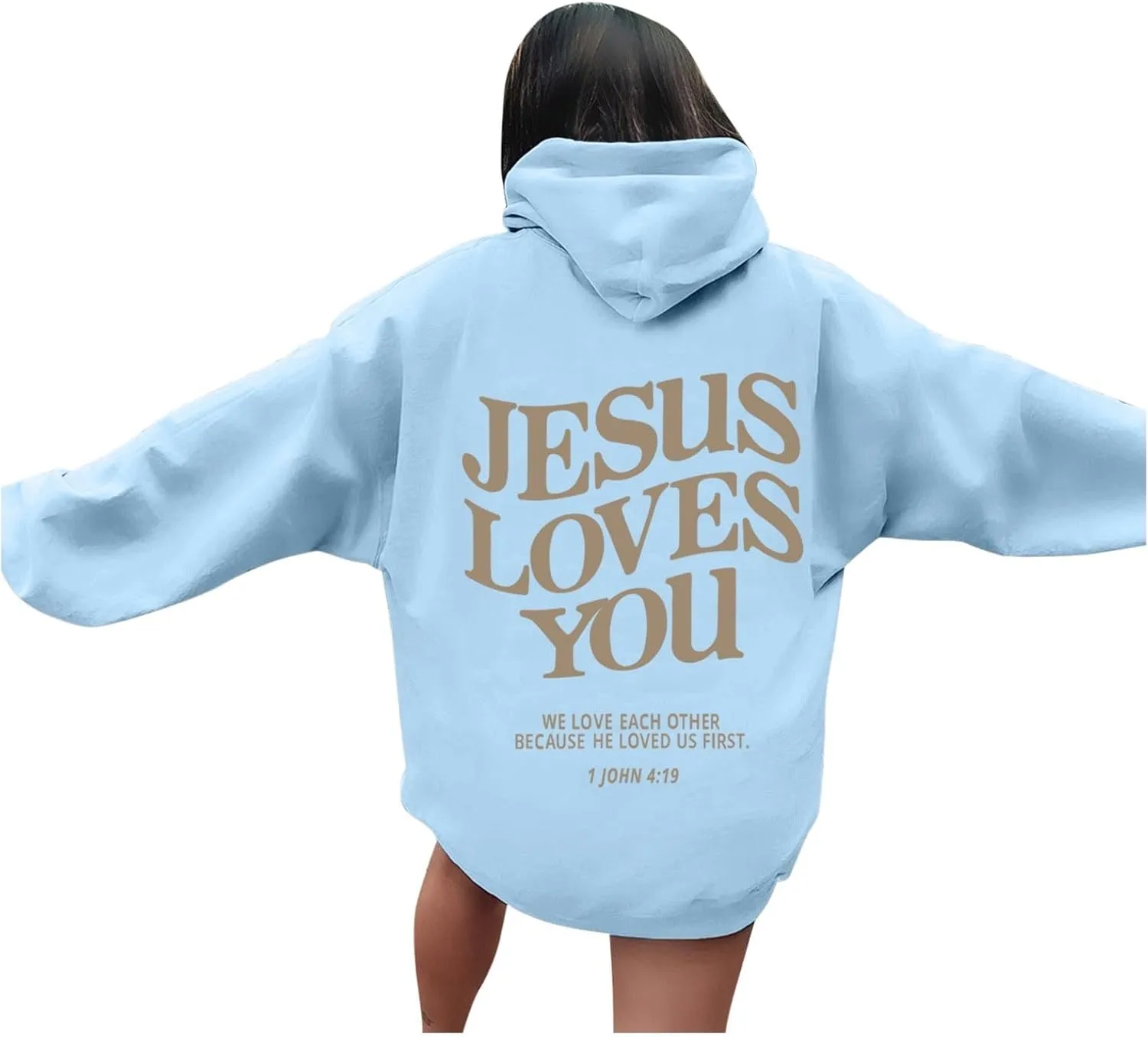 Oversized Hoodie for Women Thankful Grateful Blessed Christian Hooded Hoodies Causal Sweatshirts with Pocket Pullover
