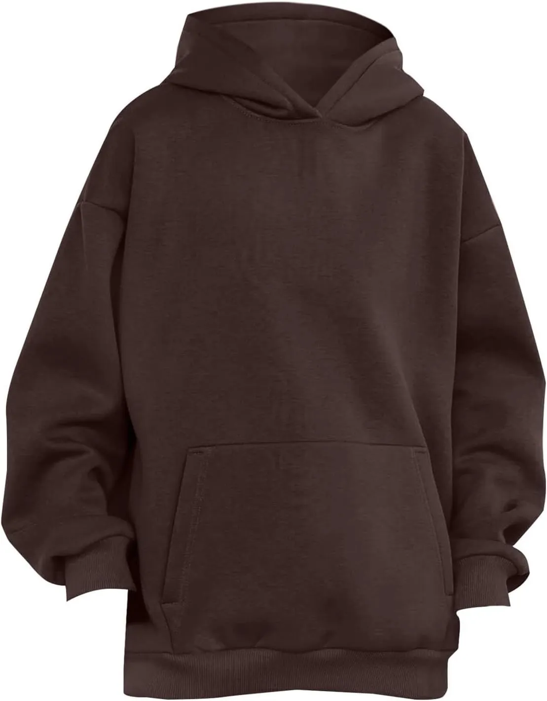 Oversized Hoodie Women Lantern Sleeve Fleece Lined Crewneck Sweatshirt Loose Fit Drop Shoulder Hooded Pullover