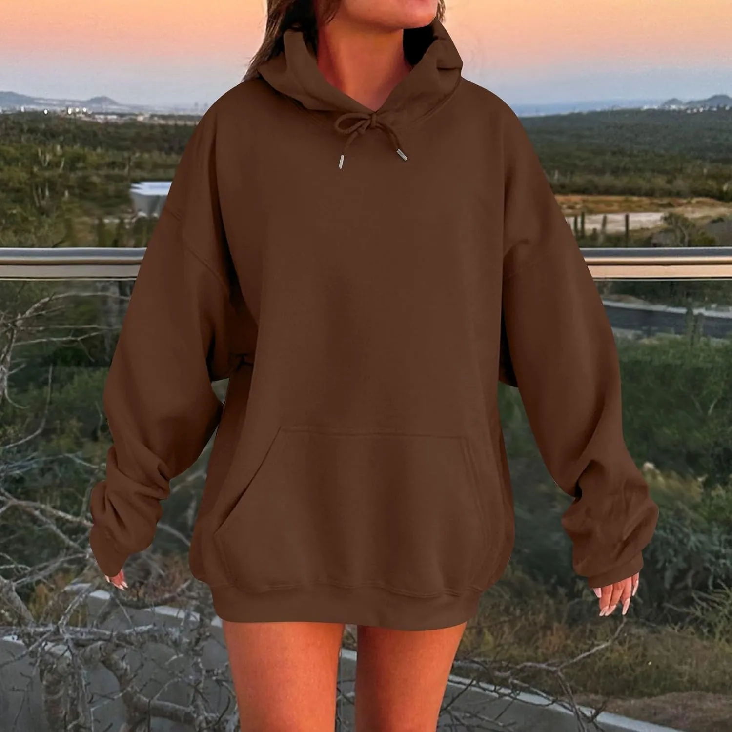 Oversized Hoodies for Women Casual Long Sleeve Pullover Sweaters Trendy Drawstring Fleece Sweatshirts with Pocket