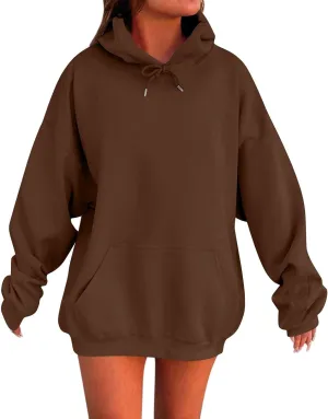 Oversized Hoodies for Women Casual Long Sleeve Pullover Sweaters Trendy Drawstring Fleece Sweatshirts with Pocket