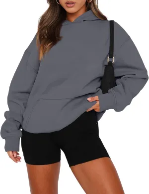 Oversized Hoodies for Women Trendy Winter Fleece Pullover Hoodie Y2k Long Sleeve Hooded Sweatshirt with Pockets
