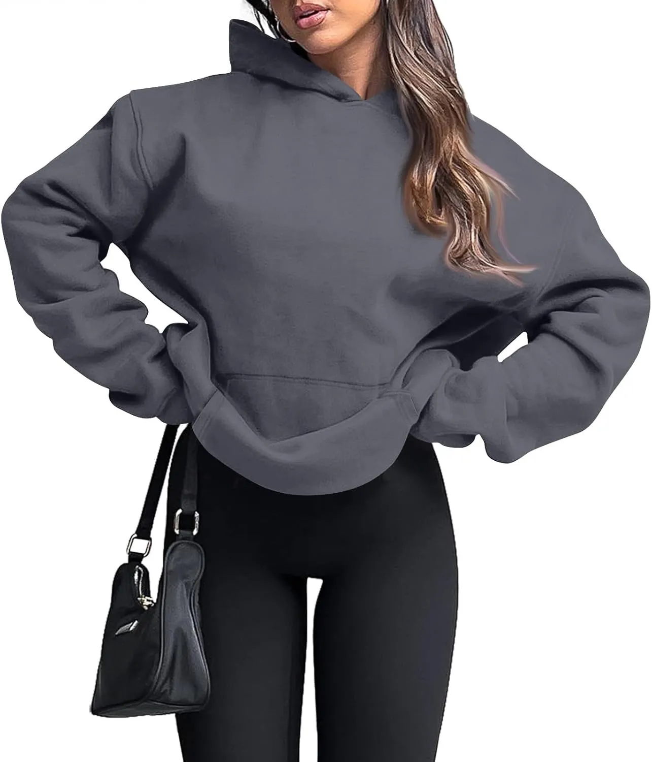 Oversized Hoodies for Women Trendy Winter Fleece Pullover Hoodie Y2k Long Sleeve Hooded Sweatshirt with Pockets