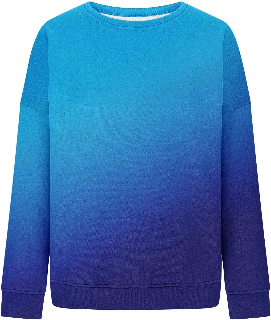 Oversized Long Sleeve Sweatshirts for Women Drop Shoulder Gradient Color Crewneck Pullover Tops Fall Fashion Clothes