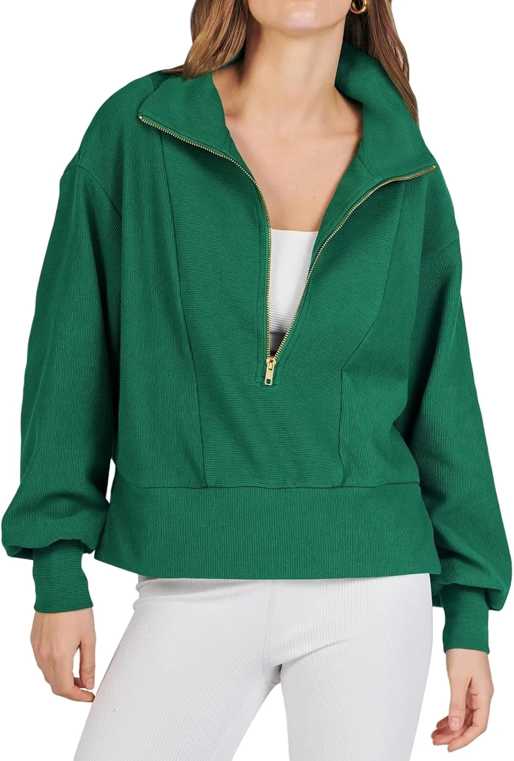Oversized Sweatshirt for Women Half Zip Up Hoodies Long Sleeve Quarter Zipper Pullover Fall Y2k Tops 2024