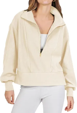 Oversized Sweatshirt for Women Half Zip Up Hoodies Long Sleeve Quarter Zipper Pullover Fall Y2k Tops 2024