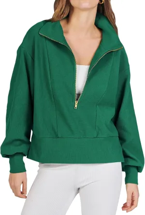 Oversized Sweatshirt for Women Half Zip Up Hoodies Long Sleeve Quarter Zipper Pullover Fall Y2k Tops 2024