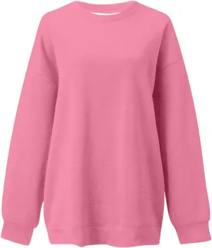 Oversized Sweatshirt for Women Women's Fashion Casual Solid Color Loose Shoulder Round Neck Long Sleeve Hoodie