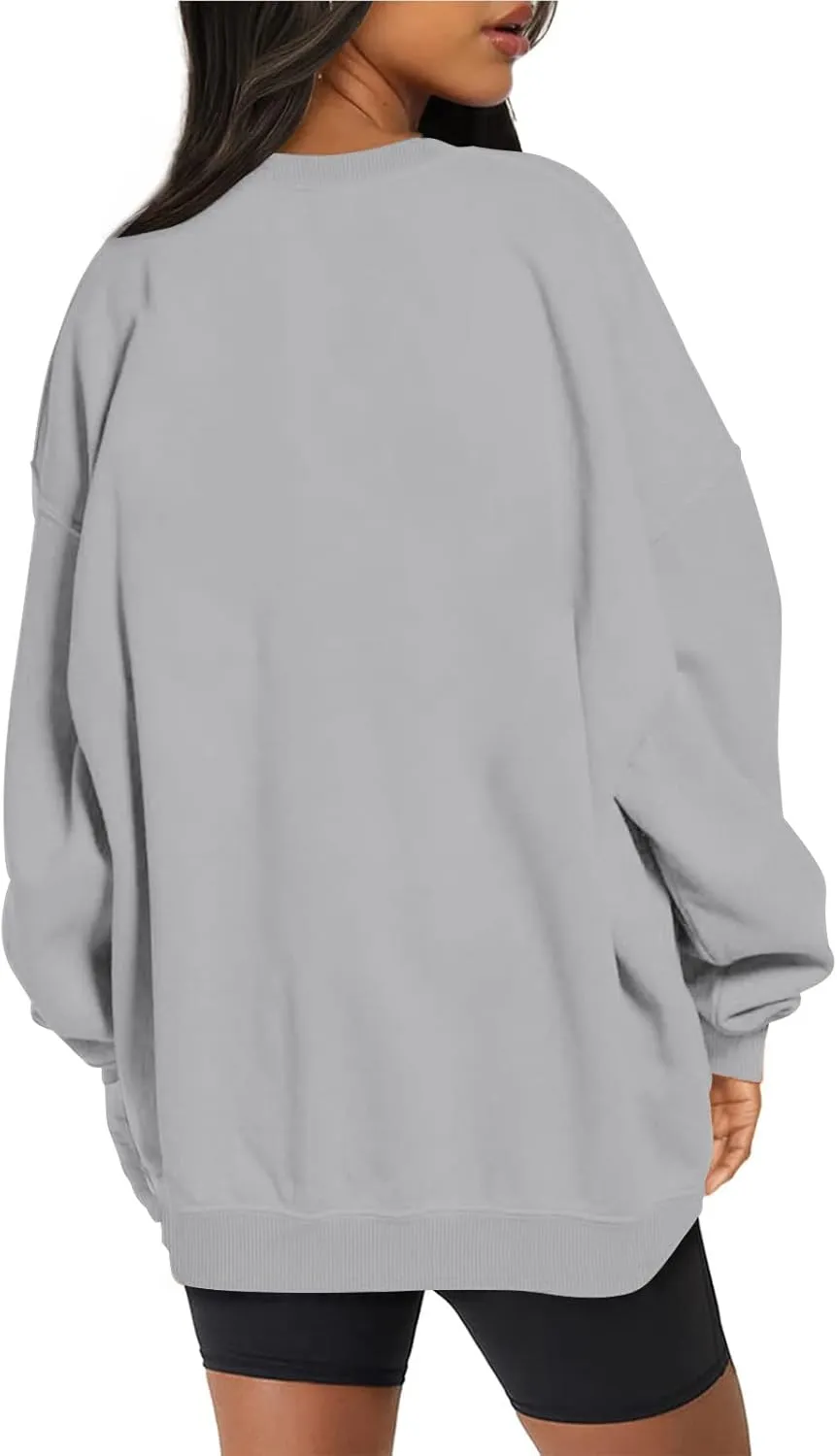 Oversized Sweatshirts for Women Long Sleeve Crew Neck Pullover Casual Loose Silod Color Fleece Tops Sweaters