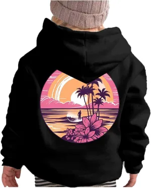 Pink Pom Puff Hoodies For Kids Meet Me At The Ocean Cute Preppy Sweatshirt Teen Girls Oversized Y2K Casual Pullover