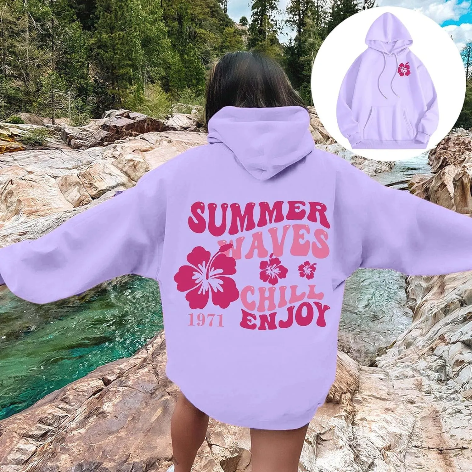Pink Puff Hoodies for Womens Teen Girls Cute Graphic Hoodie Y2k Oversized Preppy Pullover Sweatshirts Tops with Pocket