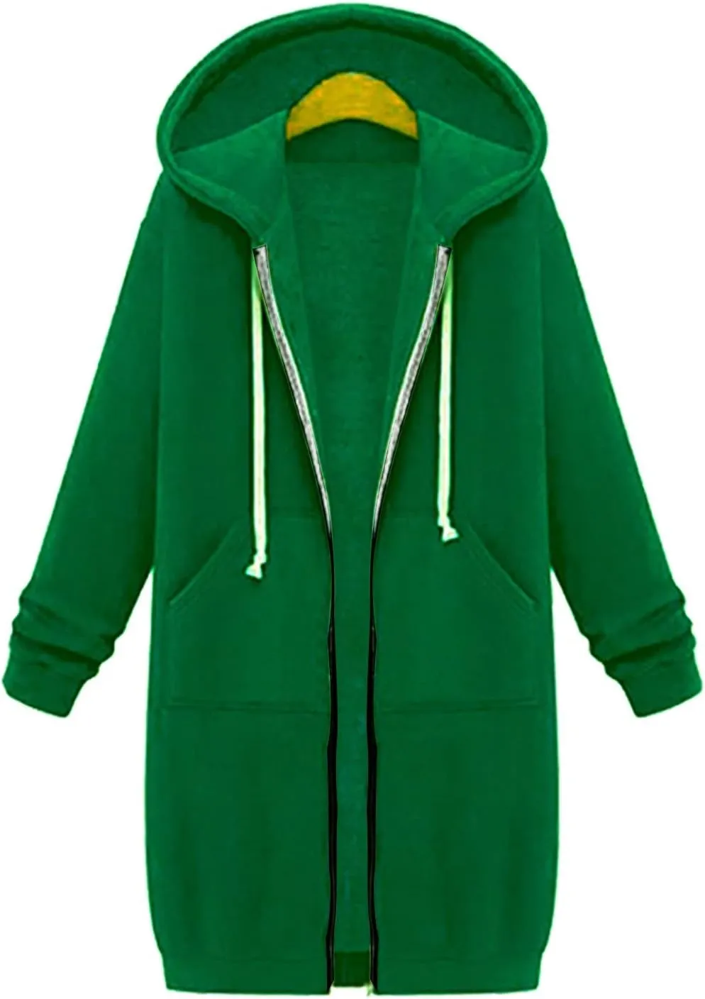 Plus Size Hoodies for Women Casual Zip Up Oversized Long Hooded Tunic Sweatshirts Long Sleeve Jackets with Pockets