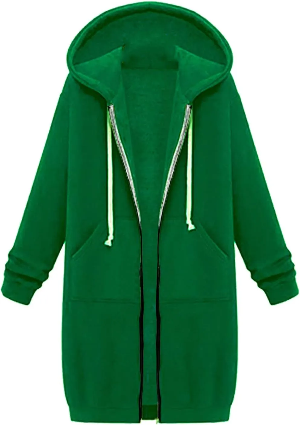 Plus Size Hoodies for Women Casual Zip Up Oversized Long Hooded Tunic Sweatshirts Long Sleeve Jackets with Pockets