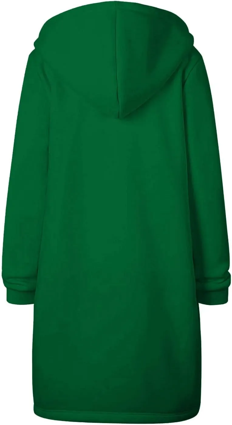 Plus Size Hoodies for Women Casual Zip Up Oversized Long Hooded Tunic Sweatshirts Long Sleeve Jackets with Pockets
