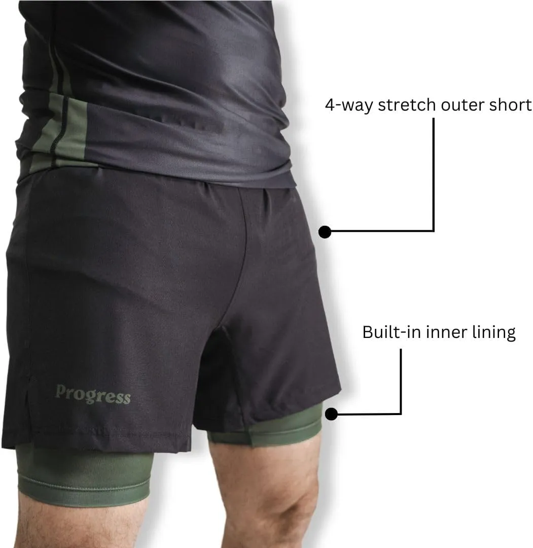 Progress Jiu Jitsu Academy BJJ Board Shorts | Comfortable & Durable Mens Brazilian Jiu Jitsu Gym Shorts