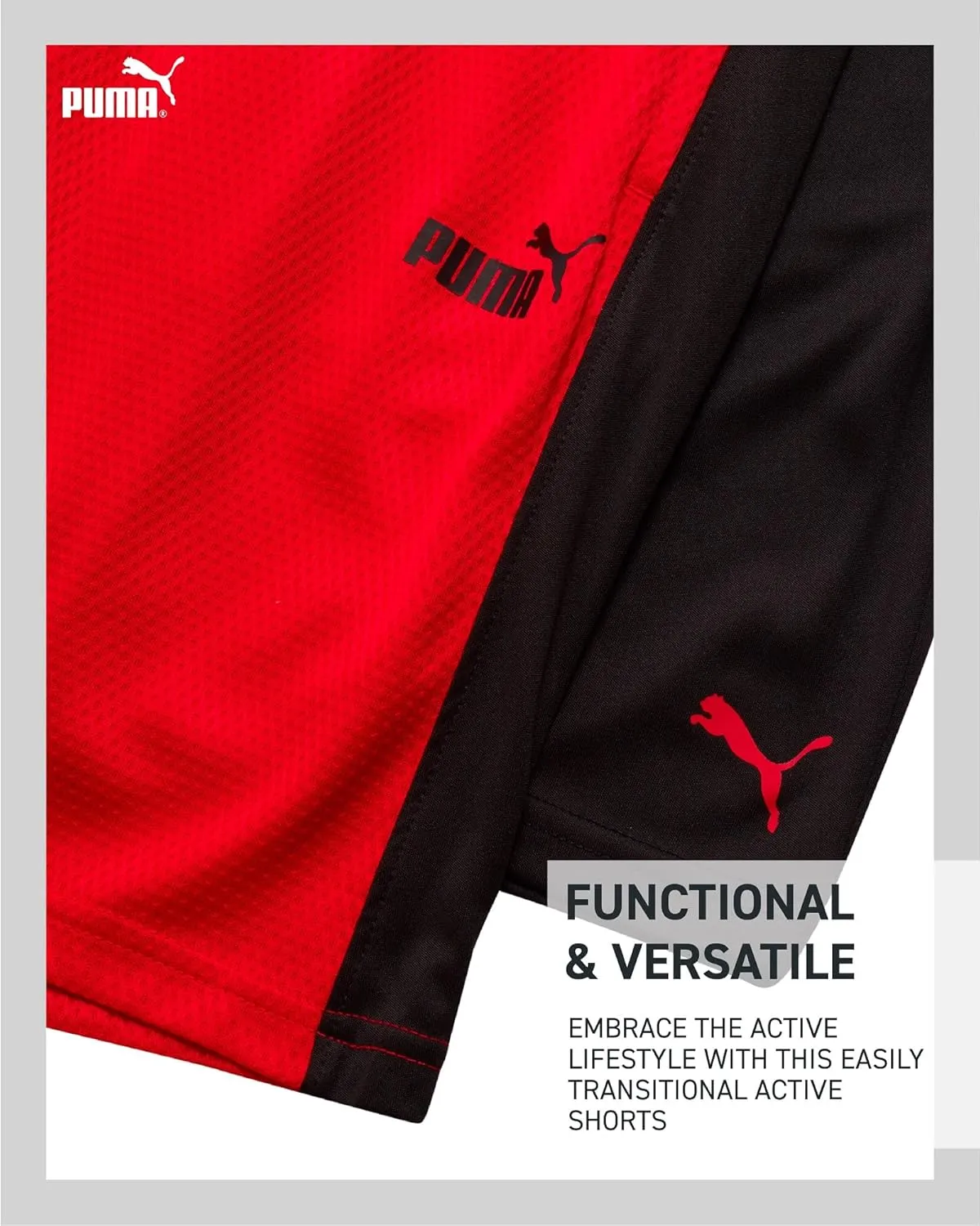 PUMA Boys Athletic Shorts - 2 Pack Active Performance Mesh Basketball Shorts for Boys (Sizes: 4-20)