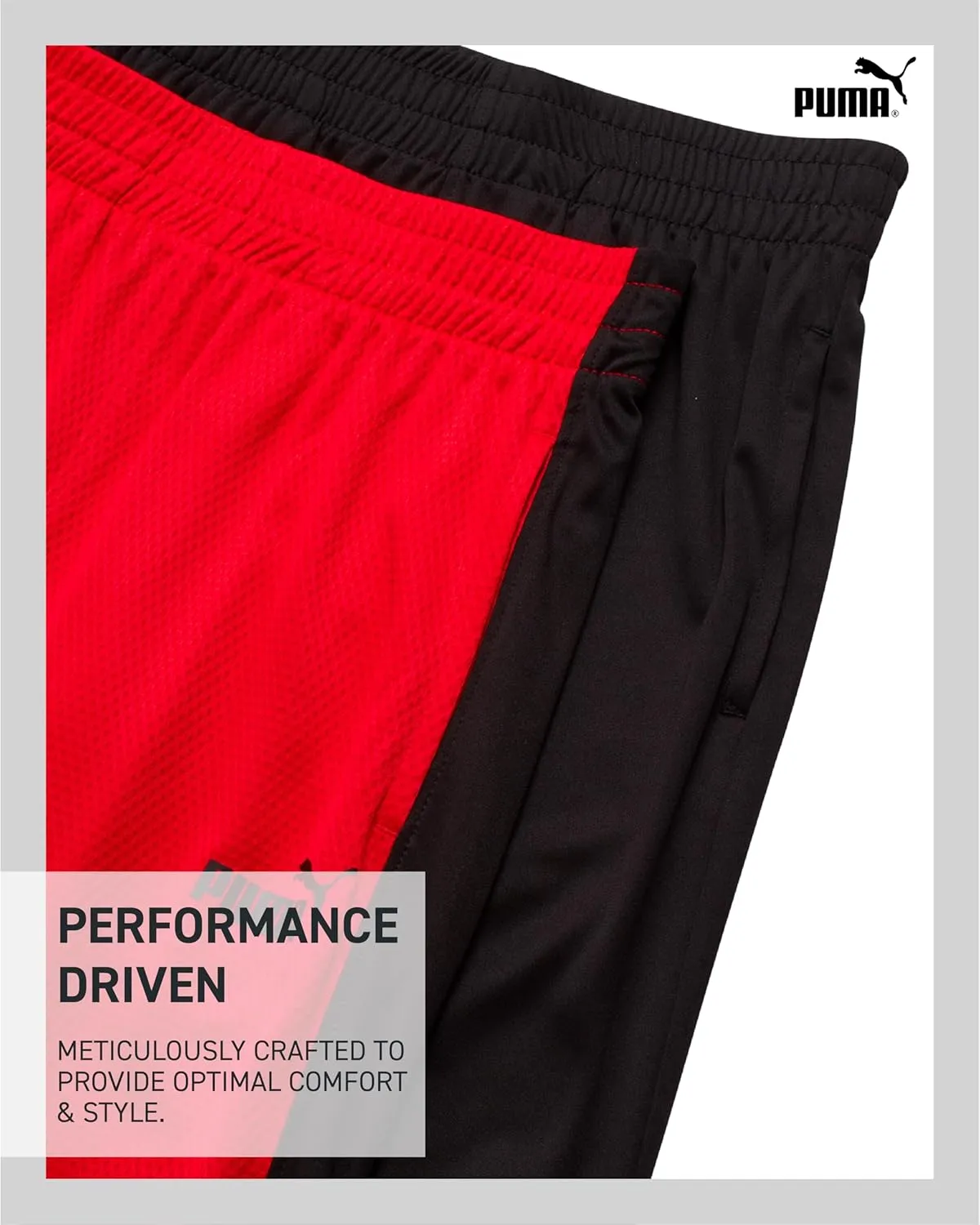 PUMA Boys Athletic Shorts - 2 Pack Active Performance Mesh Basketball Shorts for Boys (Sizes: 4-20)