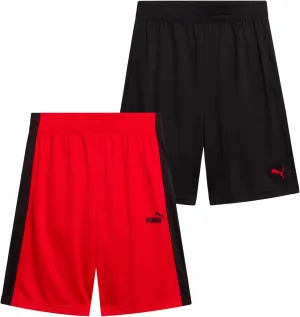 PUMA Boys Athletic Shorts - 2 Pack Active Performance Mesh Basketball Shorts for Boys (Sizes: 4-20)