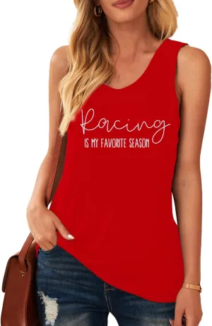 Racing Tank Tops for Women Checkered Flag Sleeveless Shirt Race Lover Raceday Vest Tee