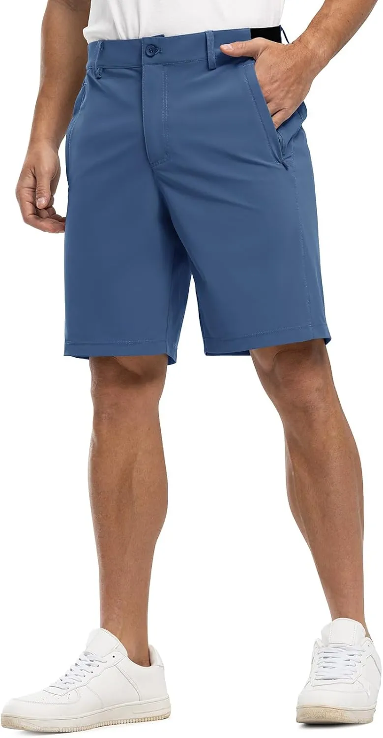Rdruko Men's Golf Shorts Stretch Dry Fit 9" Lightweight Casual Dress Work Shorts with Pockets