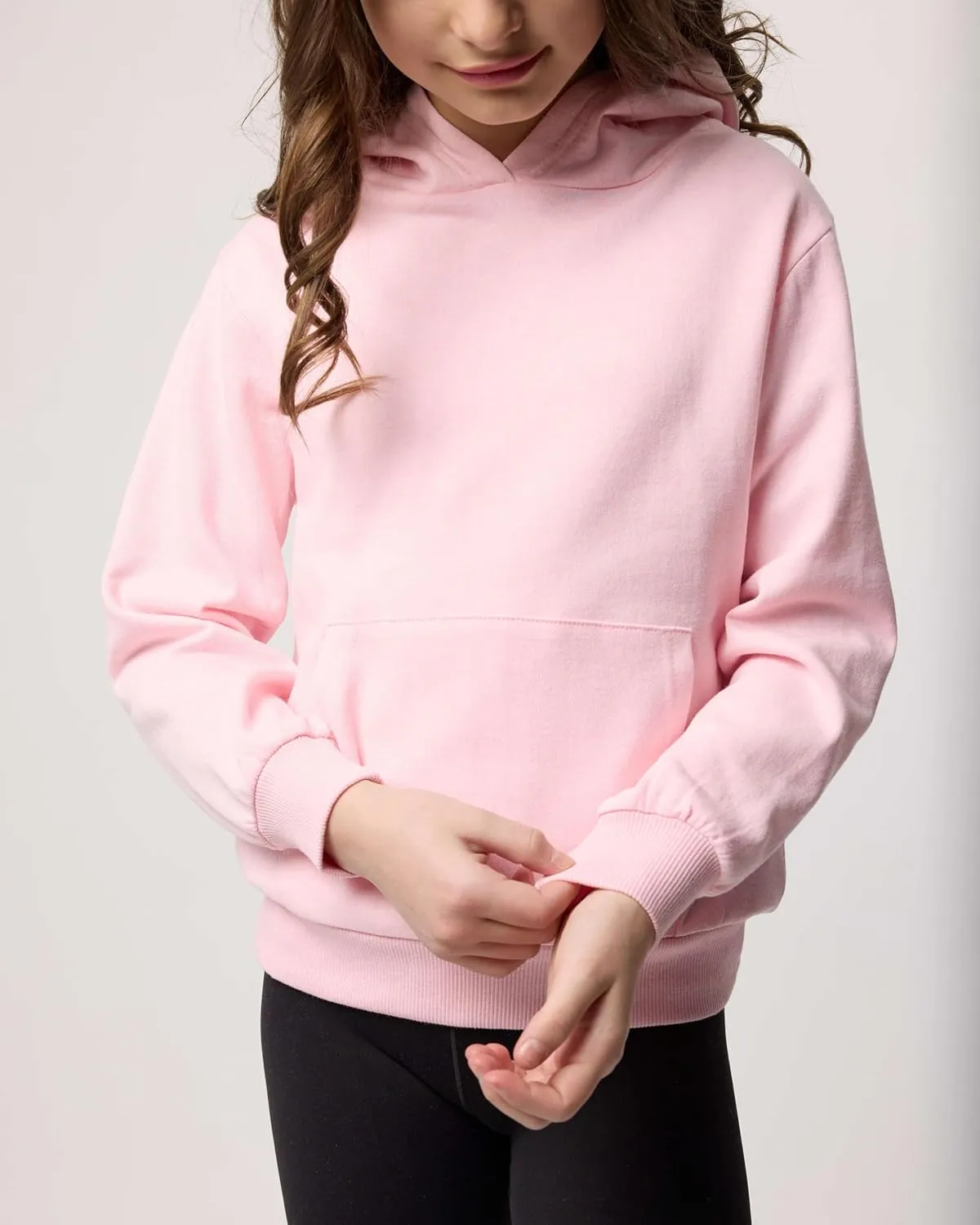 Real Essentials 3 Pack: Girls' Soft Brushed Fleece Pullover Hoodie Sweatshirt With Kangaroo Pocket (Ages 7-16)