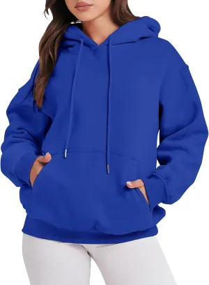 Regular Fit Hoodies Solid Color Basic Plain Drawstring Hooded Pullover Long Sleeve Tops Winter Sweatshirt with Pocket
