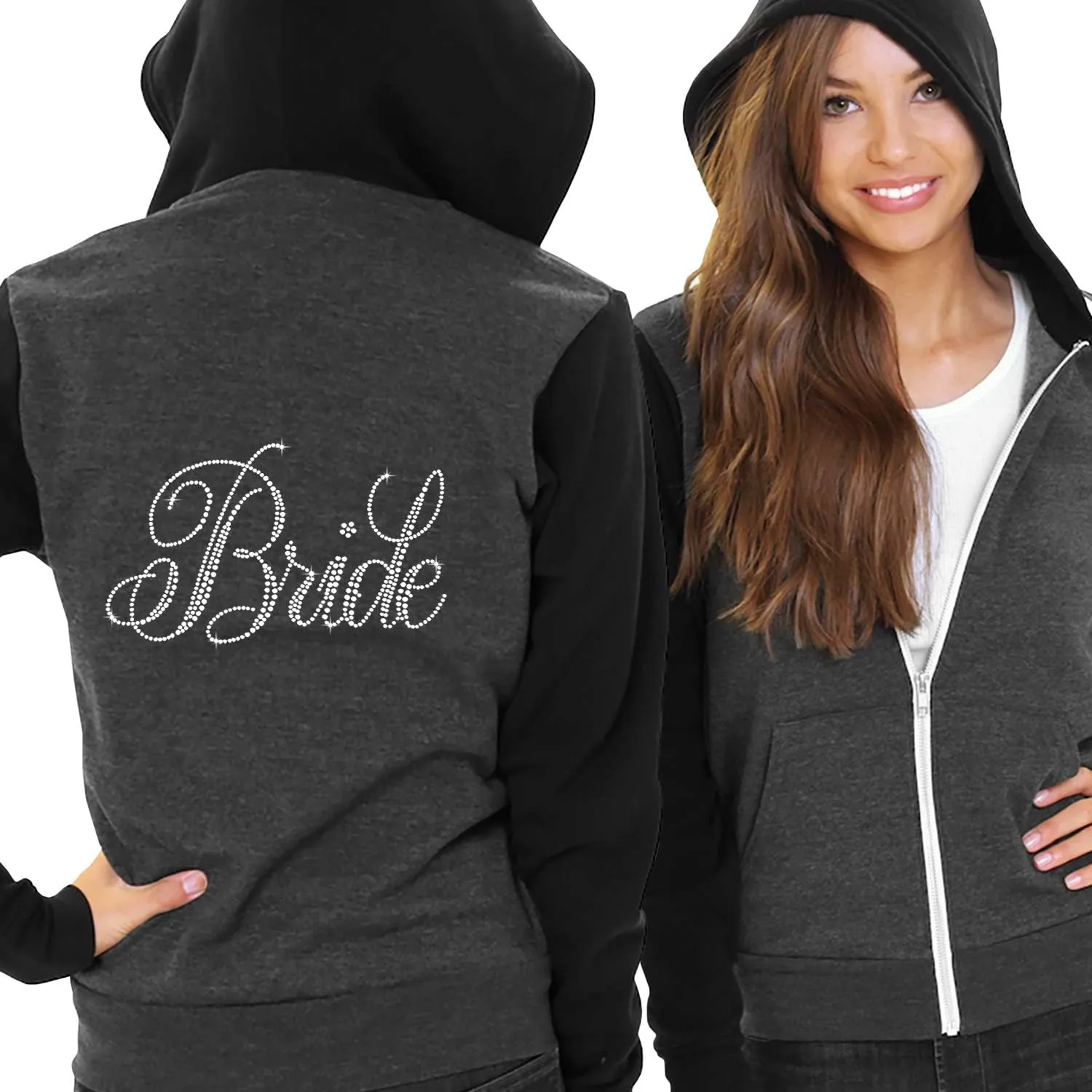 RhinestoneSash Bride Sweatshirt - Bride to Be Bridal Shower Spa Day Zip Up Jacket - Bachelorette Party Hoodie