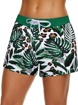 Rocorose Women's Board Shorts Quick Dry Elastic Waist Swim Shorts Surf Swimwear with Pocket and Liner