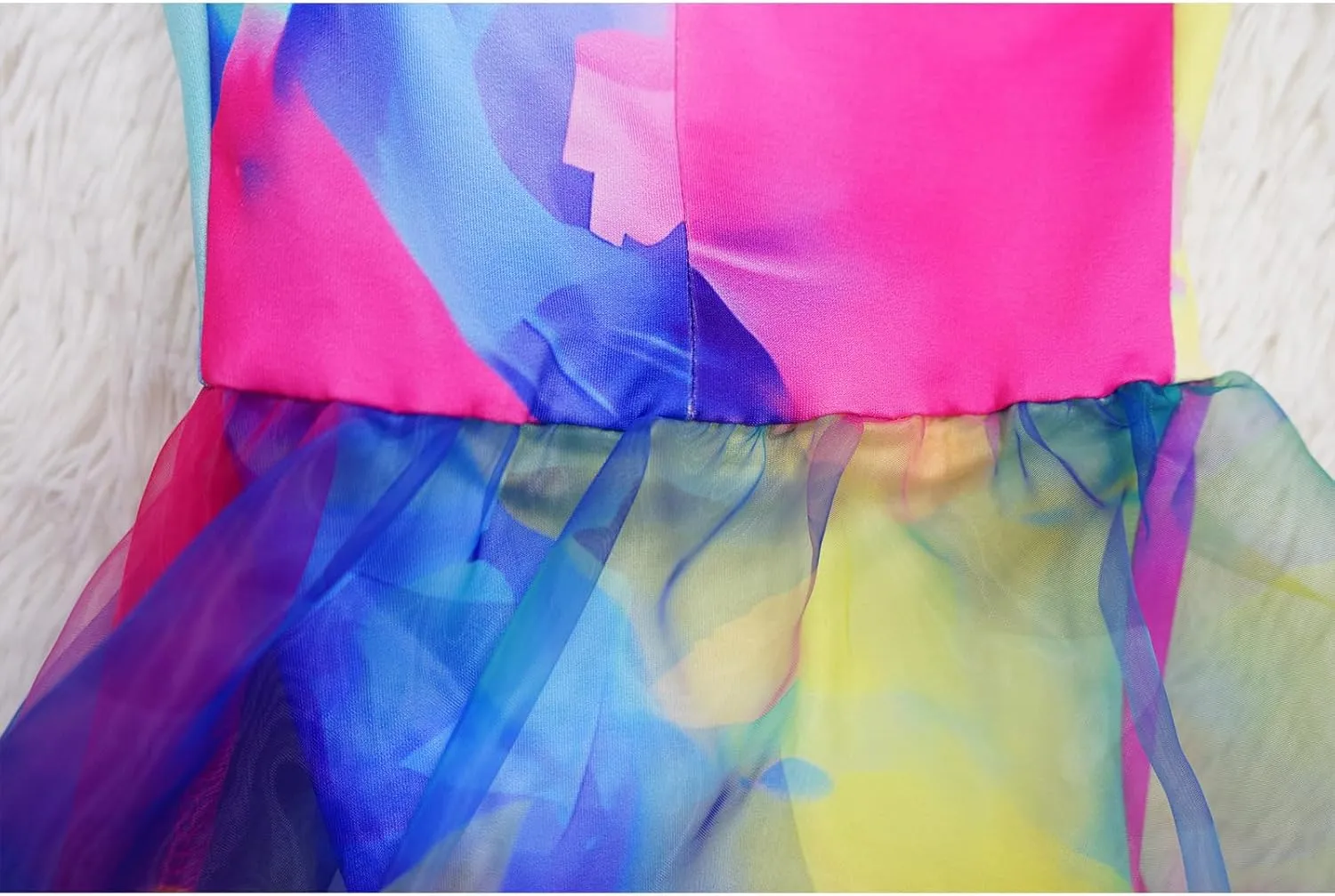 Ruffle Pants for Women Sexy Tie Dye Legging with Layered Tulle Print Bell Bottom High Waisted Fish Tail Trousers