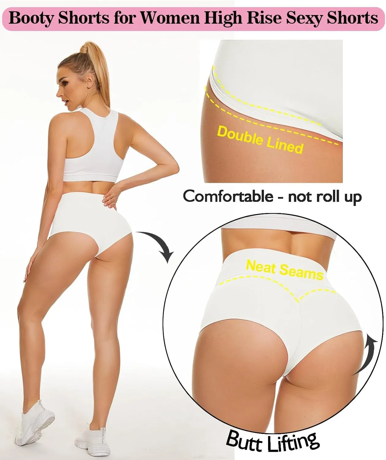 Scrunch Booty Shorts for Women V Back High Waisted Yoga Shorts Cut Out Rave Bottoms Butt Lifting Short Mini Hot Pants