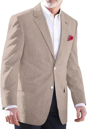 Seersucker Men's Blazer Lightweight Sport Coat and Blazers Solid Casual Two Botton Suit Jackets for Men