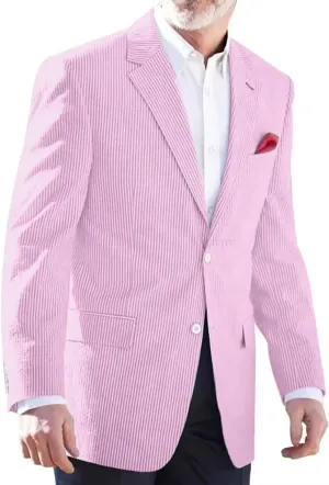 Seersucker Men's Blazer Lightweight Sport Coat and Blazers Solid Casual Two Botton Suit Jackets for Men