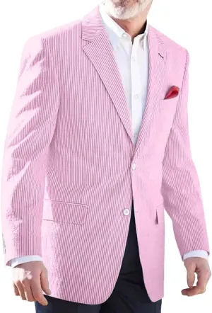 Seersucker Men's Blazer Lightweight Sport Coat and Blazers Solid Casual Two Botton Suit Jackets for Men