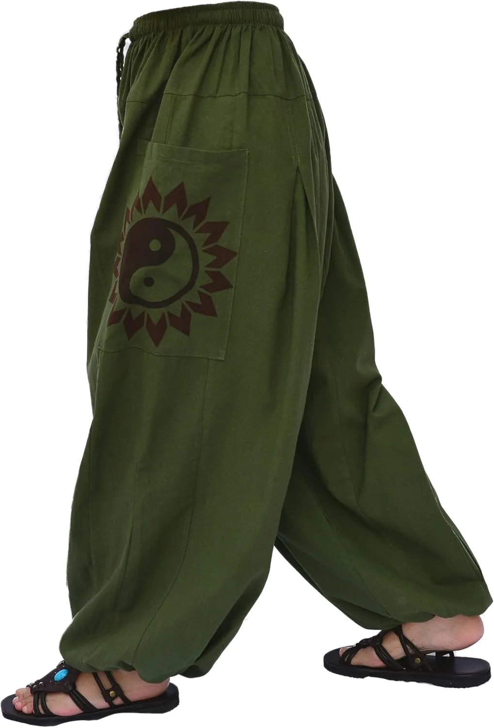 Siamrose Baggy Yoga Harem Pants Men Women Casual Lounge Trousers 2 Big Pockets, One Size, Elastic Waist