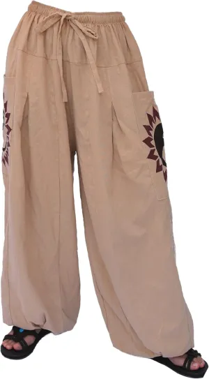 Siamrose Baggy Yoga Harem Pants Men Women Casual Lounge Trousers 2 Big Pockets, One Size, Elastic Waist