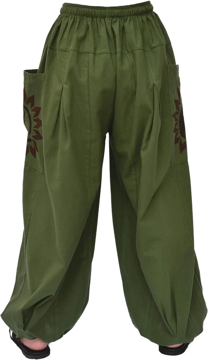Siamrose Baggy Yoga Harem Pants Men Women Casual Lounge Trousers 2 Big Pockets, One Size, Elastic Waist