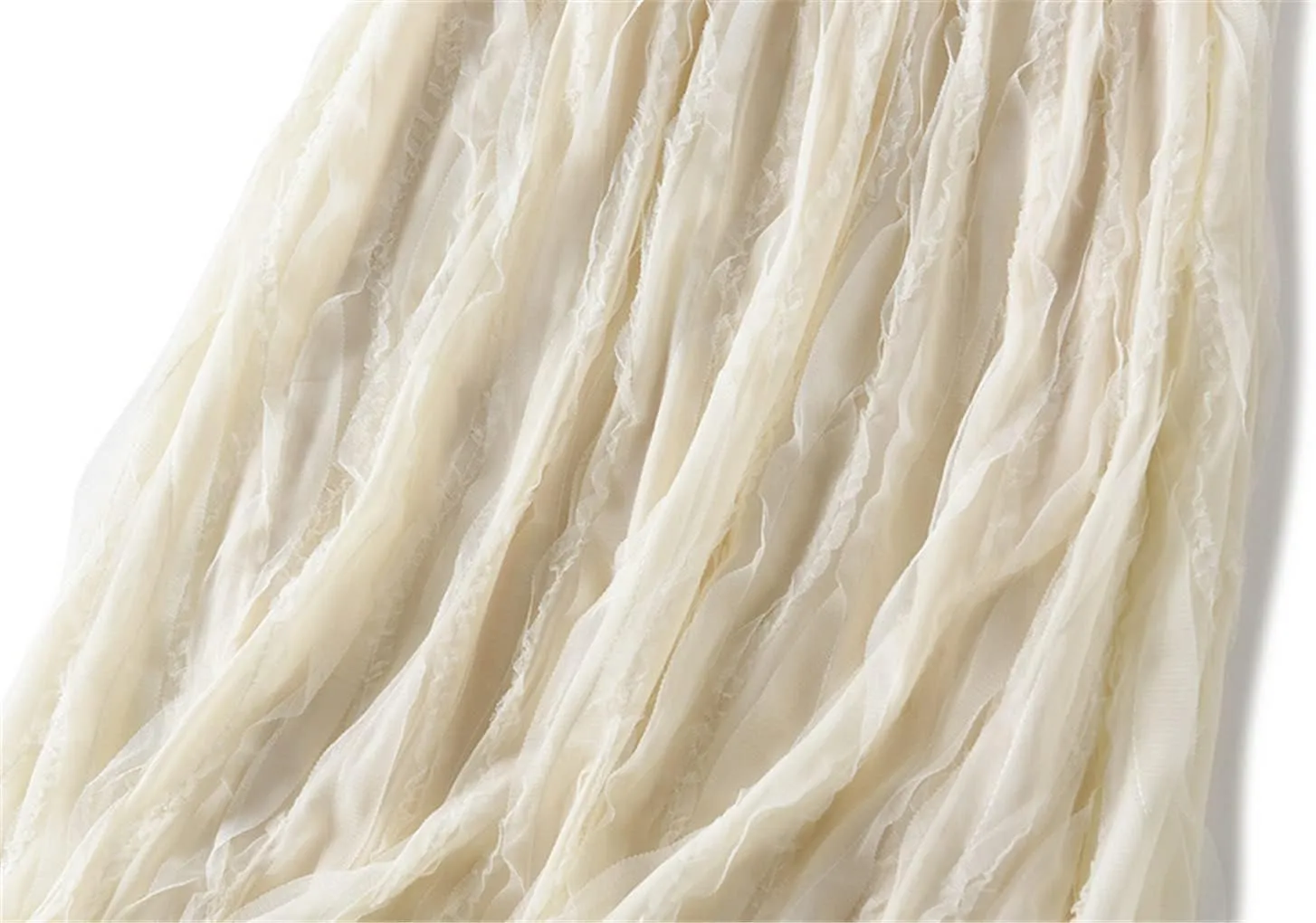 Spring Summer Midi Long Lace Tulle Skirt Women Fashion High Waist Fluffy Pleated Skirt Female