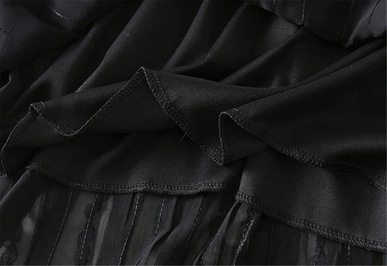 Spring Summer Midi Long Lace Tulle Skirt Women Fashion High Waist Fluffy Pleated Skirt Female