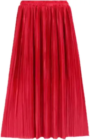 Spring Summer Women's Skirt Vintage Pleated Fashion Metallic Color Midi Skirt
