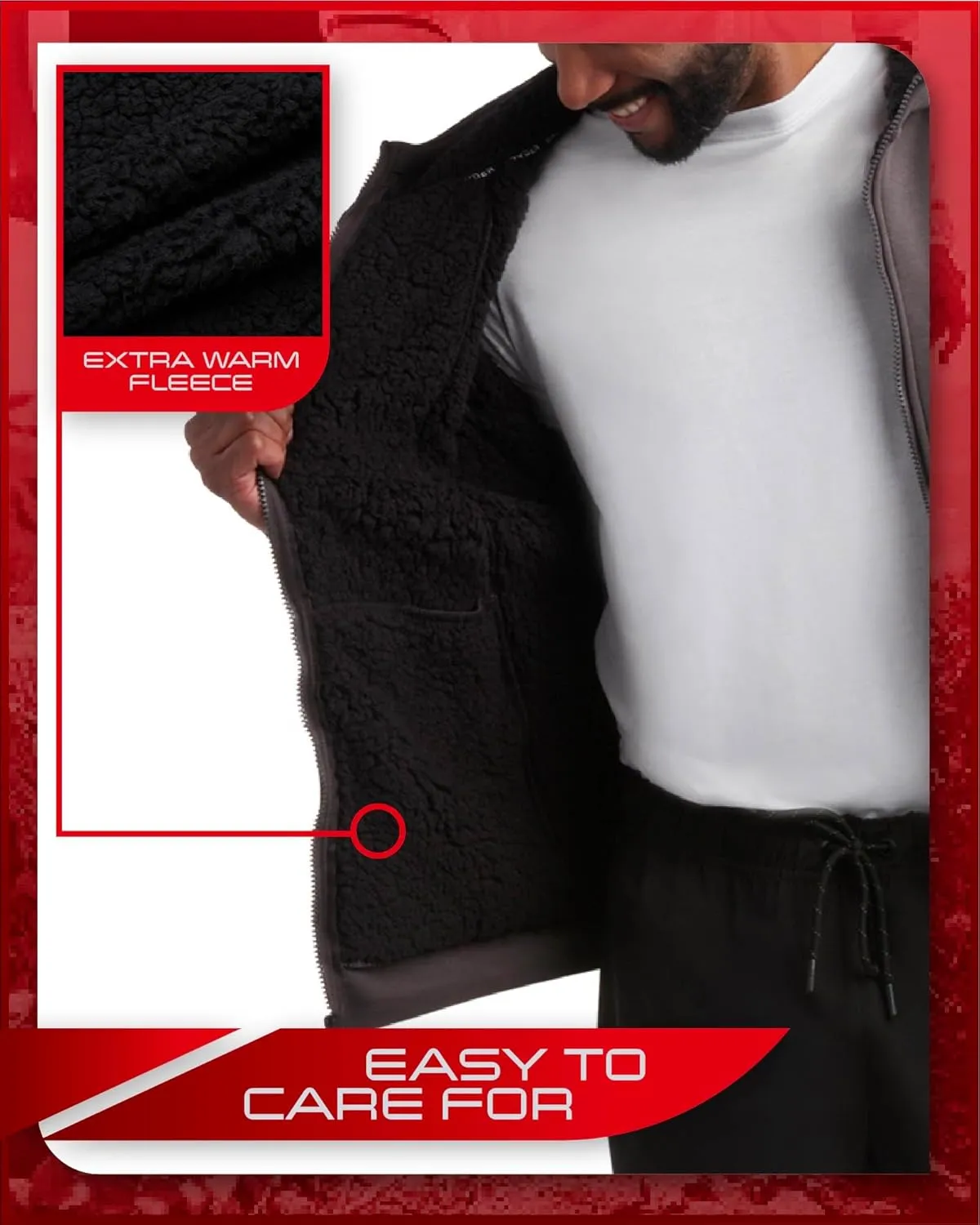 Spyder Men's Hoodie - Sherpa Lined Fleece Zip Up Jacket with ThermoWeb Insulation - Warm Outerwear Hoodies for Men (S-XXL)