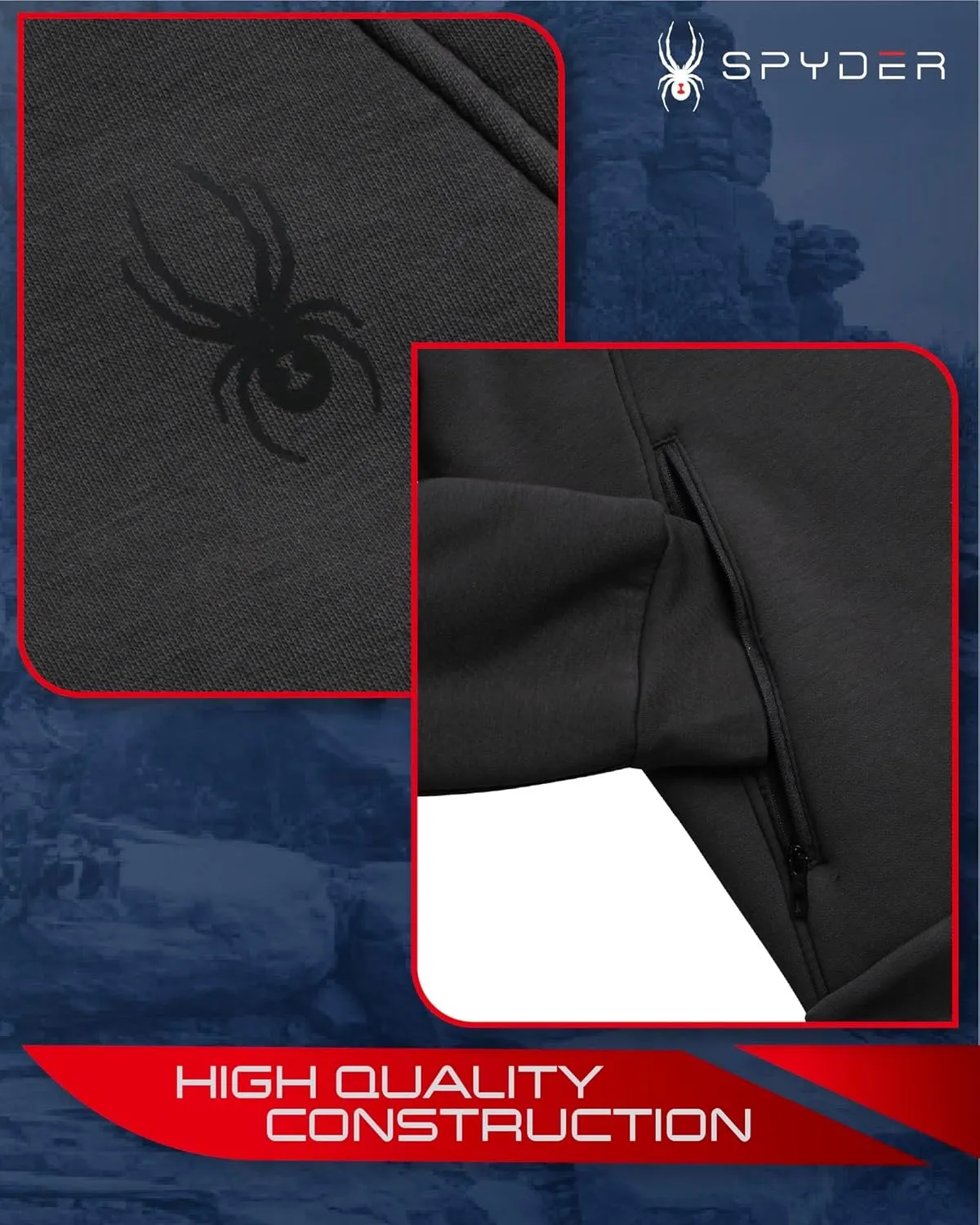 Spyder Men's Hoodie - Sherpa Lined Fleece Zip Up Jacket with ThermoWeb Insulation - Warm Outerwear Hoodies for Men (S-XXL)