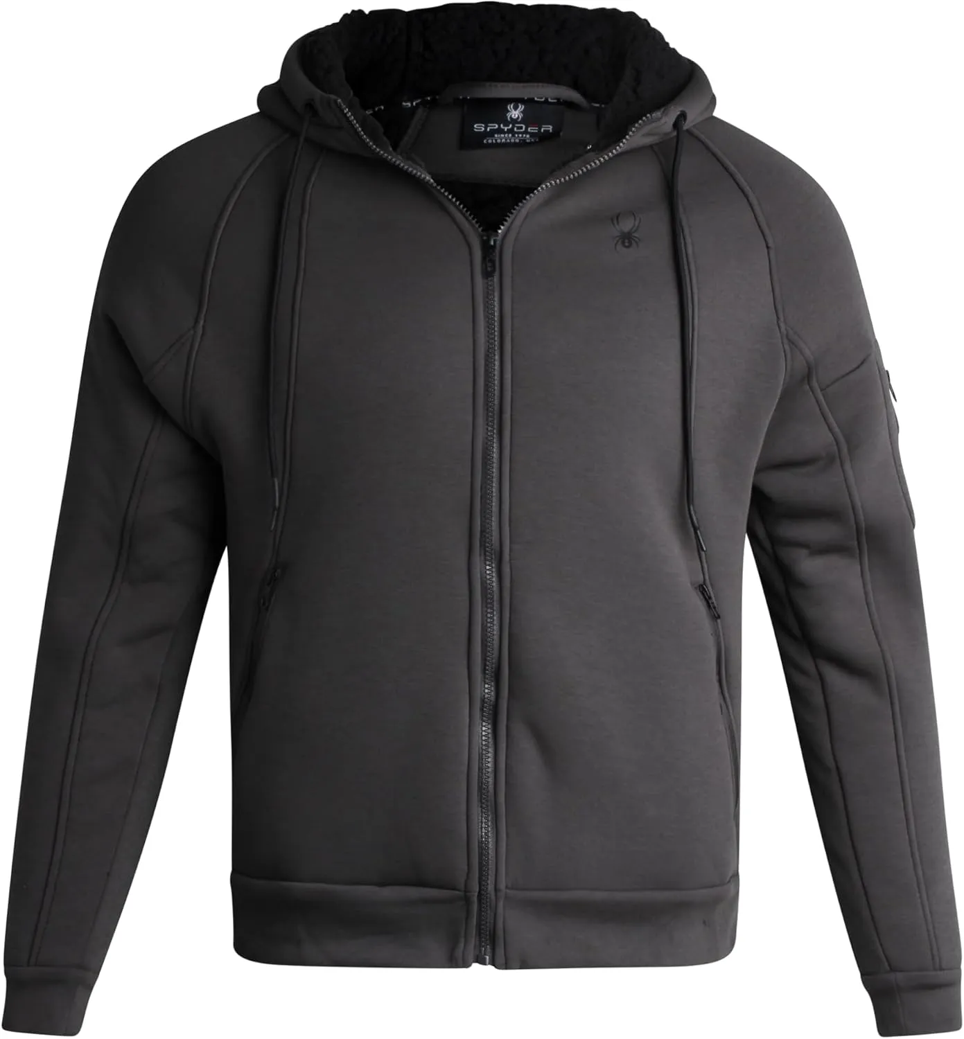 Spyder Men's Hoodie - Sherpa Lined Fleece Zip Up Jacket with ThermoWeb Insulation - Warm Outerwear Hoodies for Men (S-XXL)