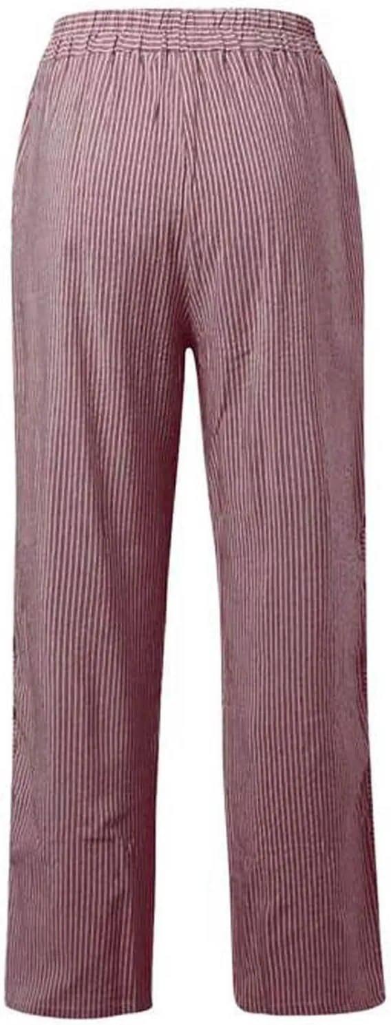 Straight Leg Linen Pants Women 2025 Trendy Side Button Striped Pants Summer Casual High Wasited Y2k Pants with Pocket